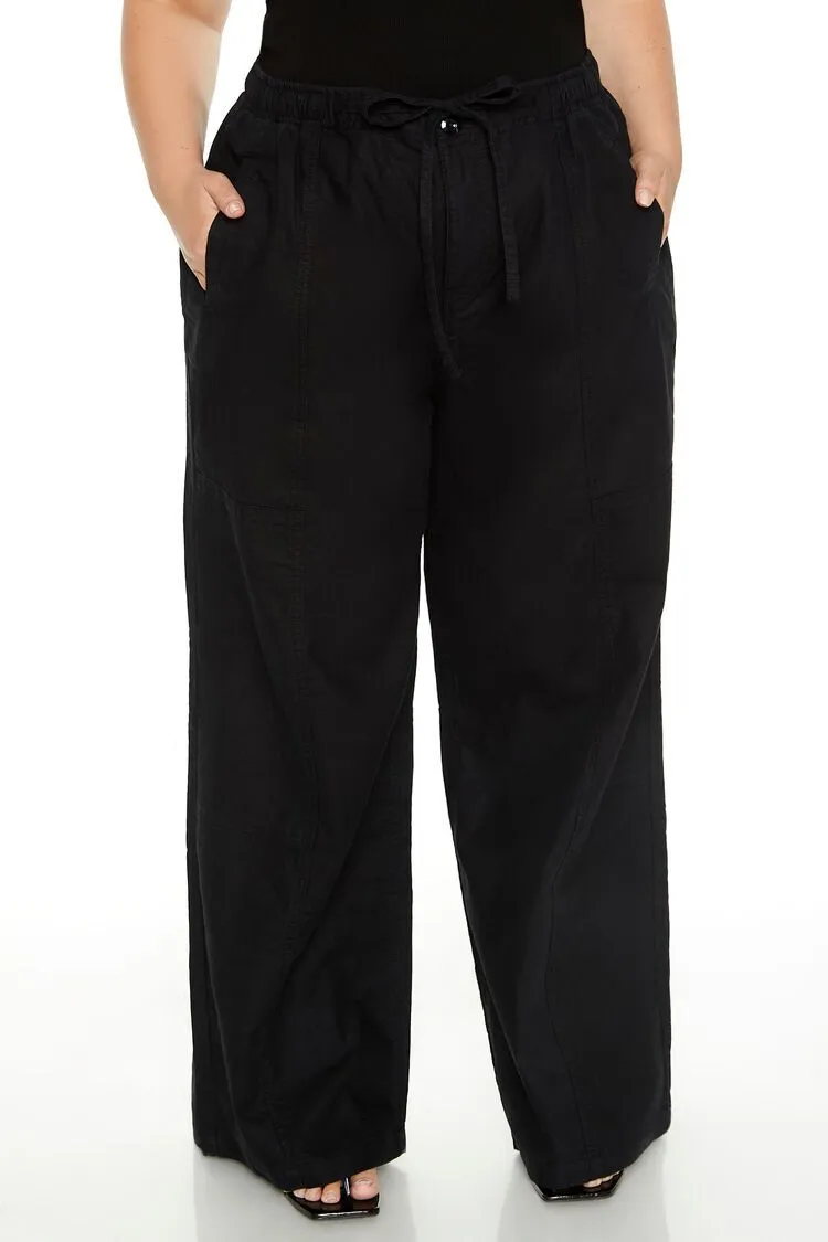 Plus Size Linen-Blend Wide-Leg Pants