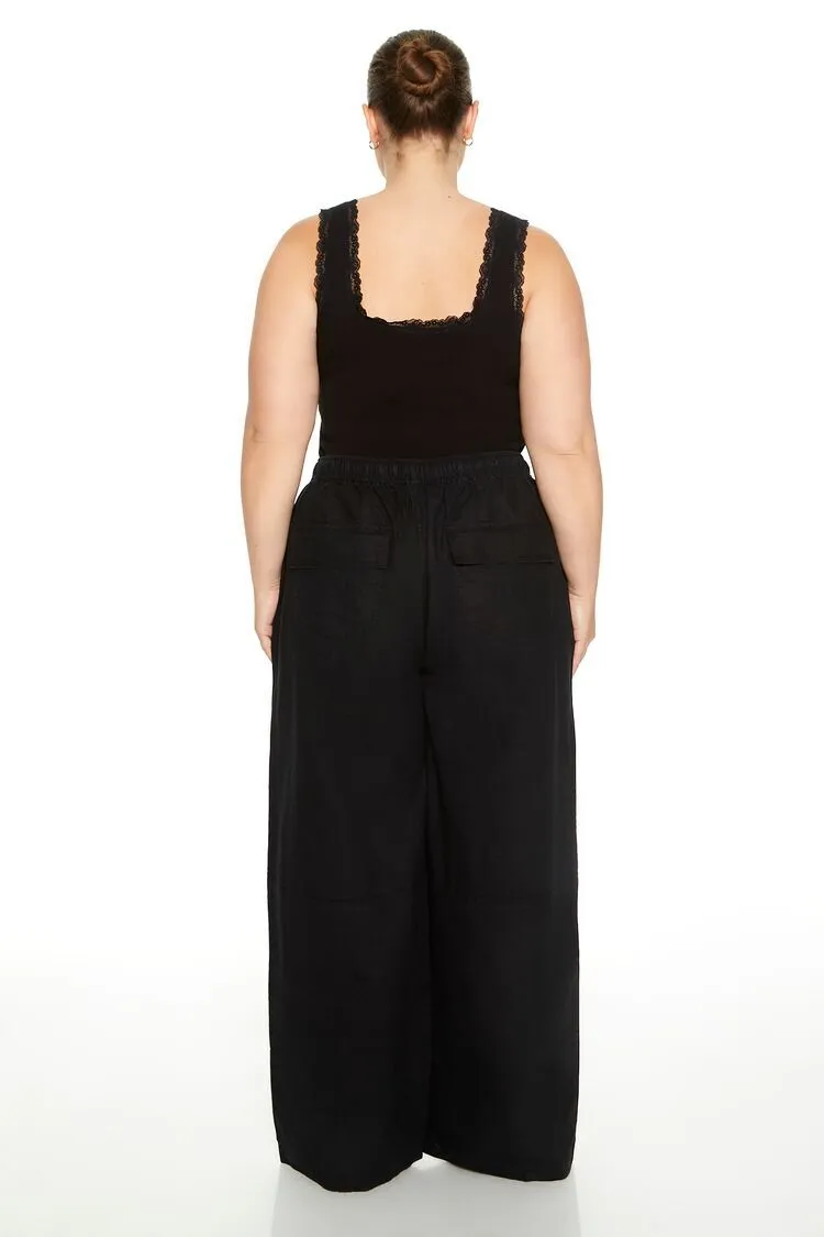 Plus Size Linen-Blend Wide-Leg Pants