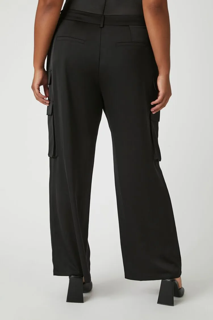 Plus Size Satin Wide-Leg Pants