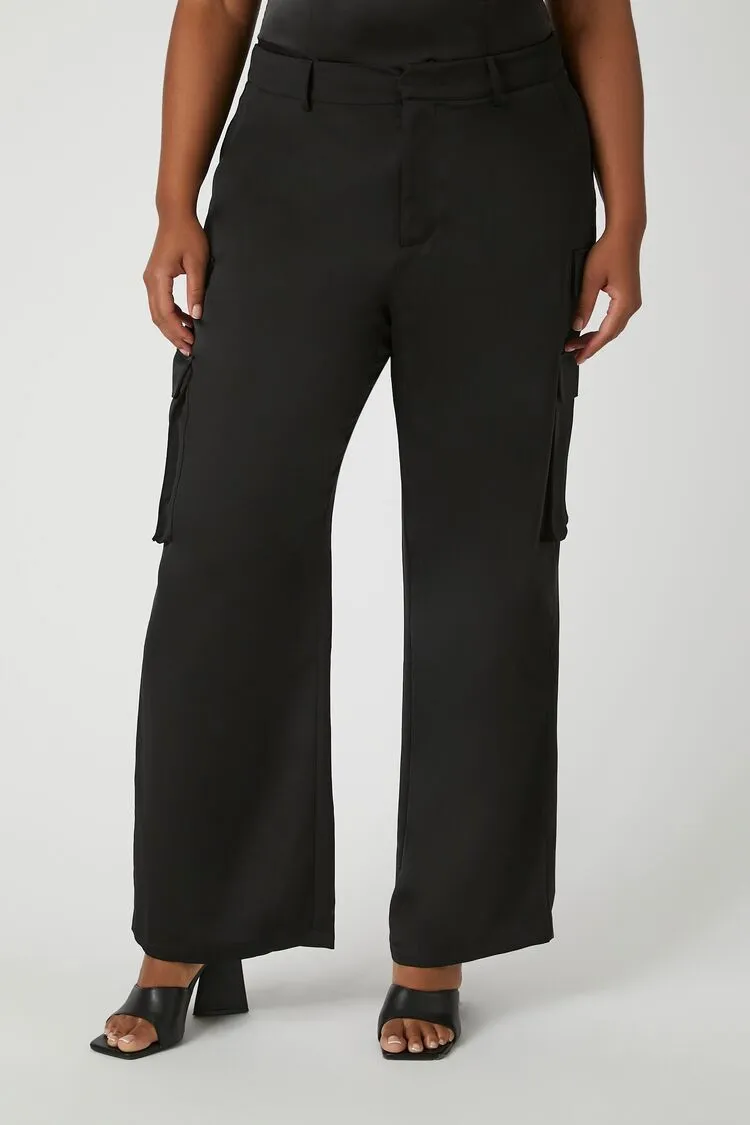 Plus Size Satin Wide-Leg Pants
