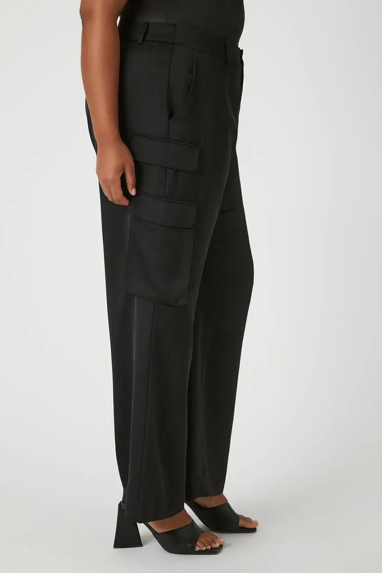 Plus Size Satin Wide-Leg Pants