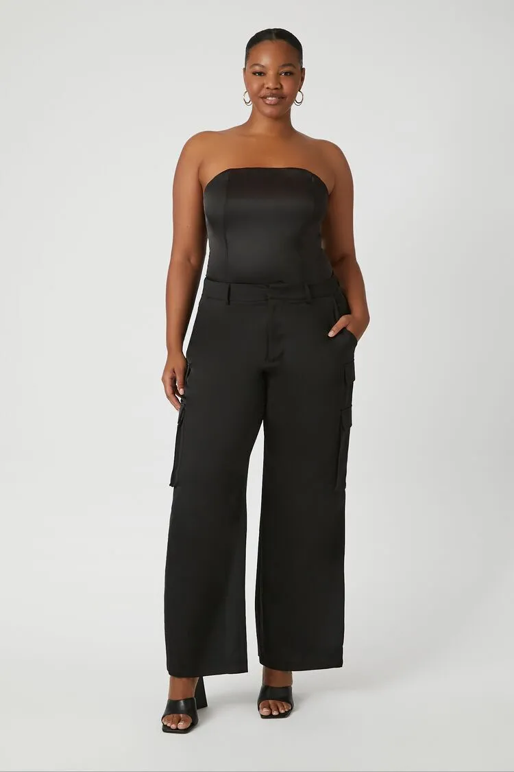Plus Size Satin Wide-Leg Pants