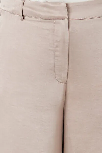Plus Size Satin Wide-Leg Pants