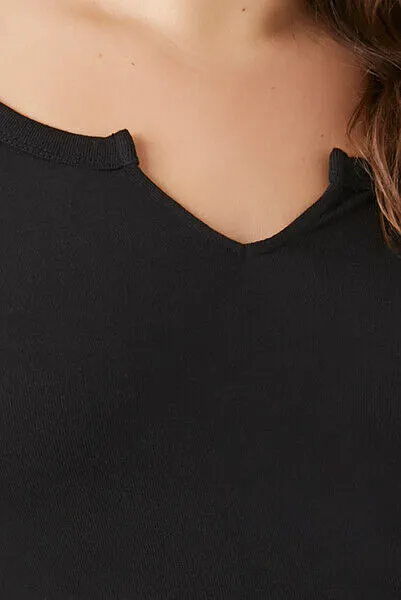 Plus Size Split-Neck Crop Top
