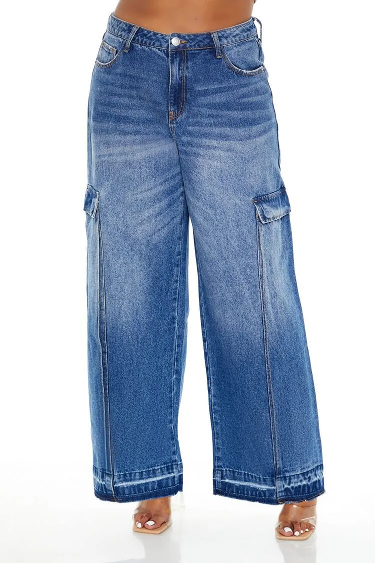 Plus Size Wide-Leg Cargo Jeans