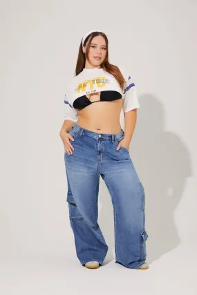 Plus Size Wide-Leg Cargo Jeans