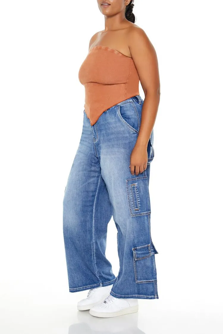 Plus Size Wide-Leg Cargo Jeans
