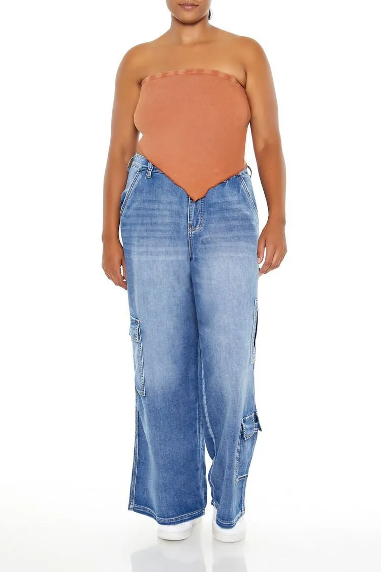 Plus Size Wide-Leg Cargo Jeans