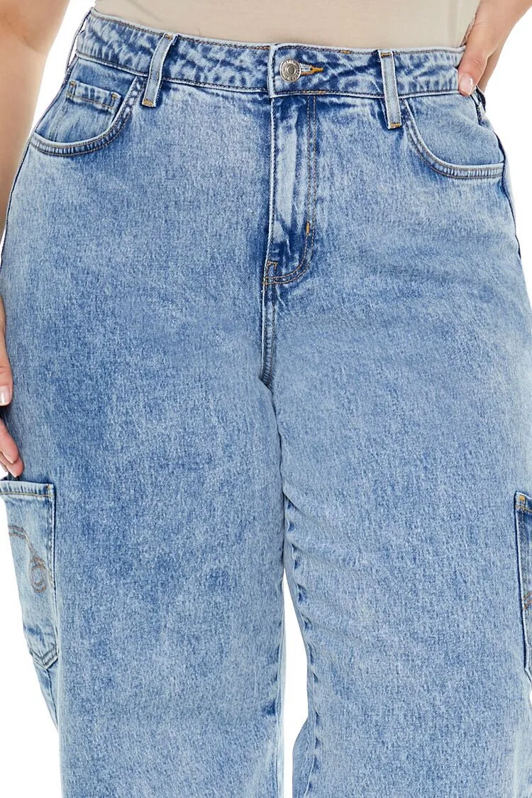 Plus Size Wide-Leg Cargo Jeans