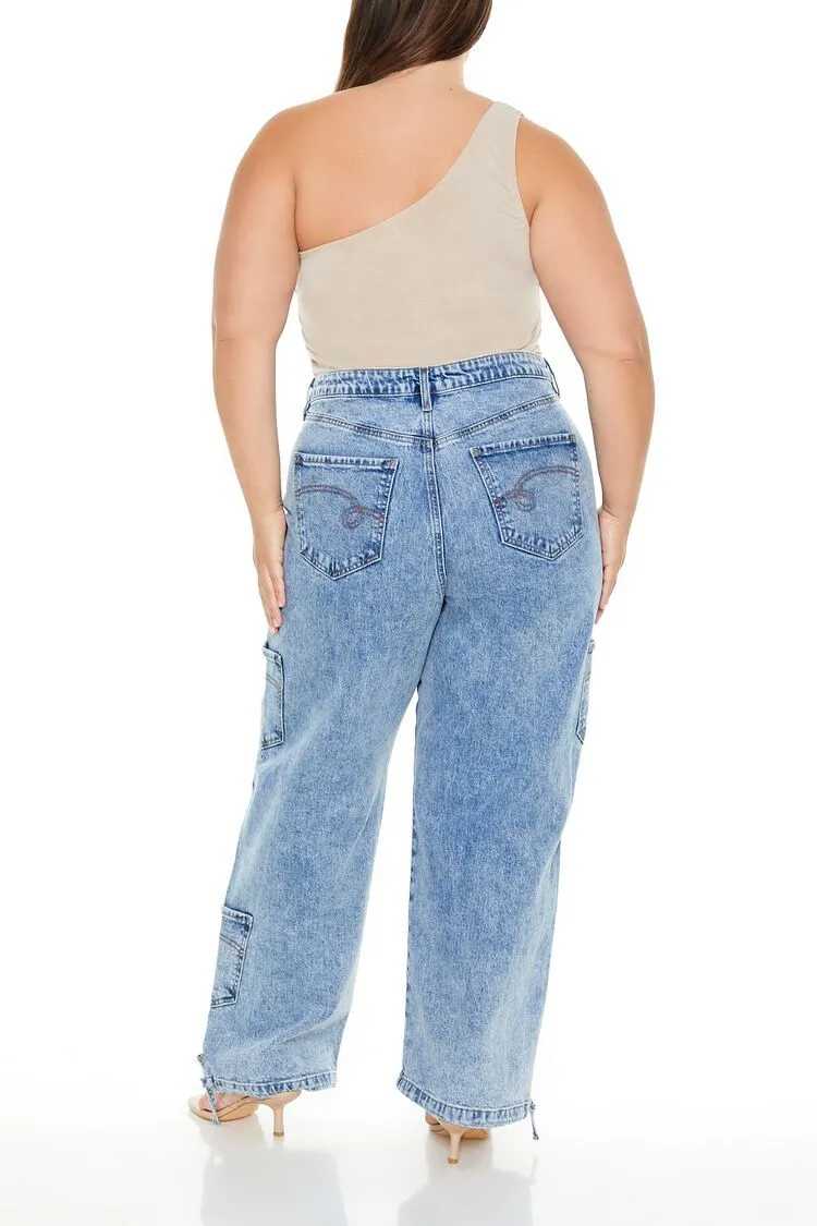 Plus Size Wide-Leg Cargo Jeans