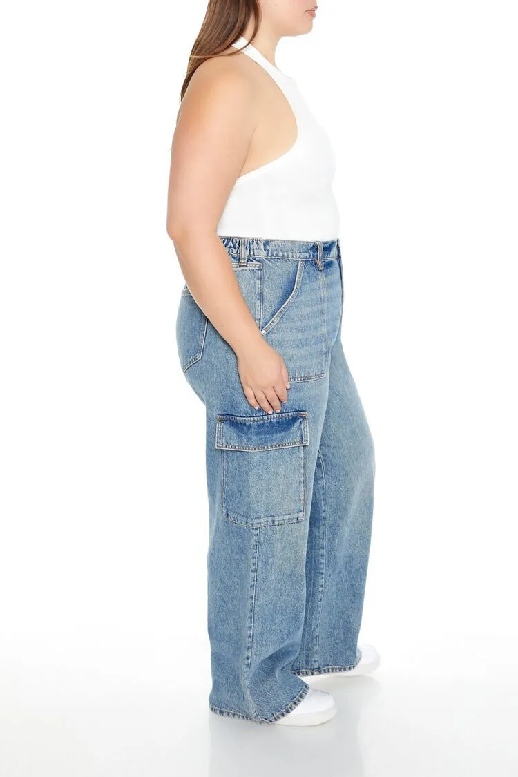 Plus Size Wide-Leg Cargo Jeans