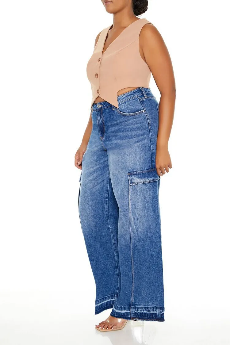 Plus Size Wide-Leg Cargo Jeans