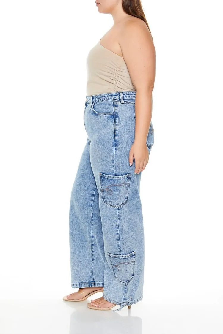 Plus Size Wide-Leg Cargo Jeans