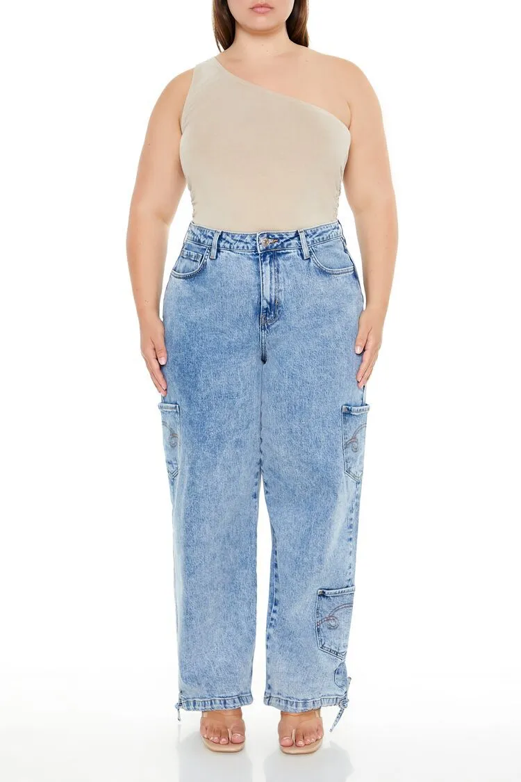 Plus Size Wide-Leg Cargo Jeans