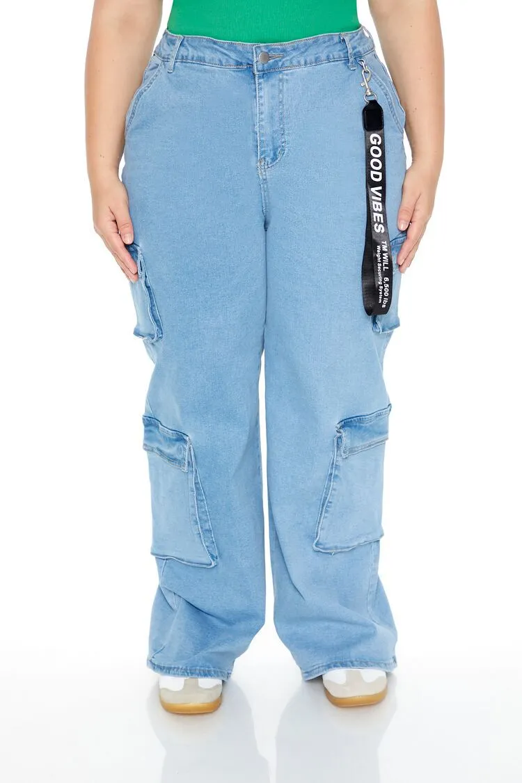 Plus Size Wide-Leg Cargo Jeans
