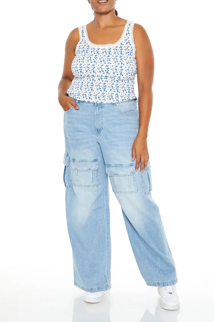 Plus Size Wide-Leg Cargo Jeans