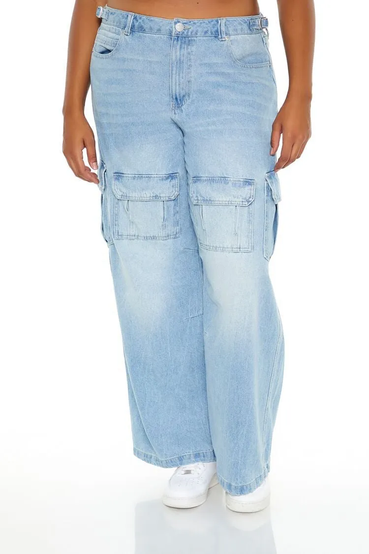 Plus Size Wide-Leg Cargo Jeans