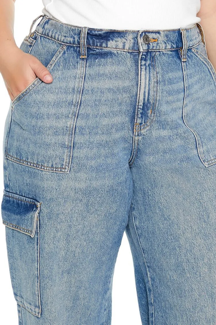 Plus Size Wide-Leg Cargo Jeans