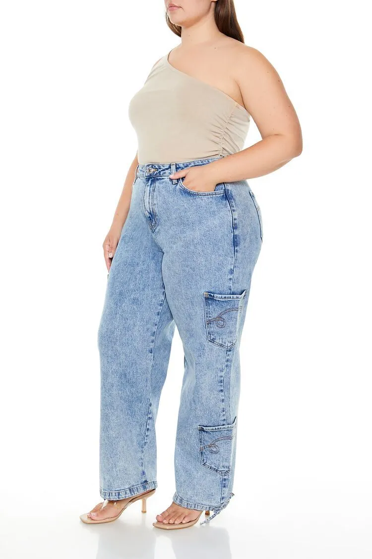 Plus Size Wide-Leg Cargo Jeans