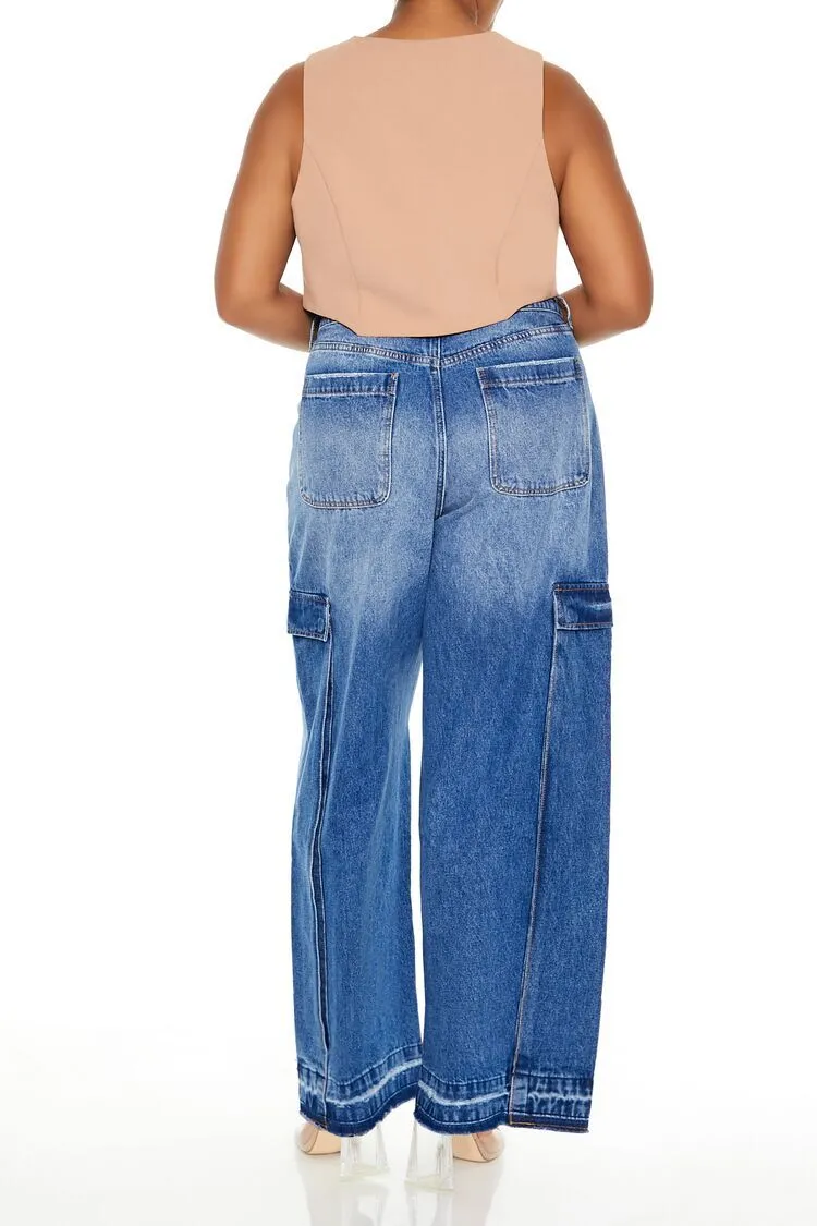 Plus Size Wide-Leg Cargo Jeans