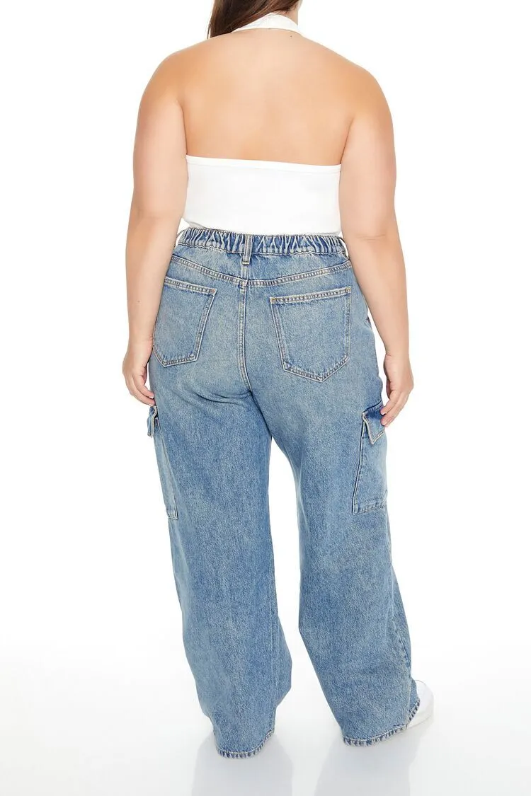 Plus Size Wide-Leg Cargo Jeans