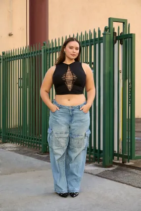 Plus Size Wide-Leg Cargo Jeans