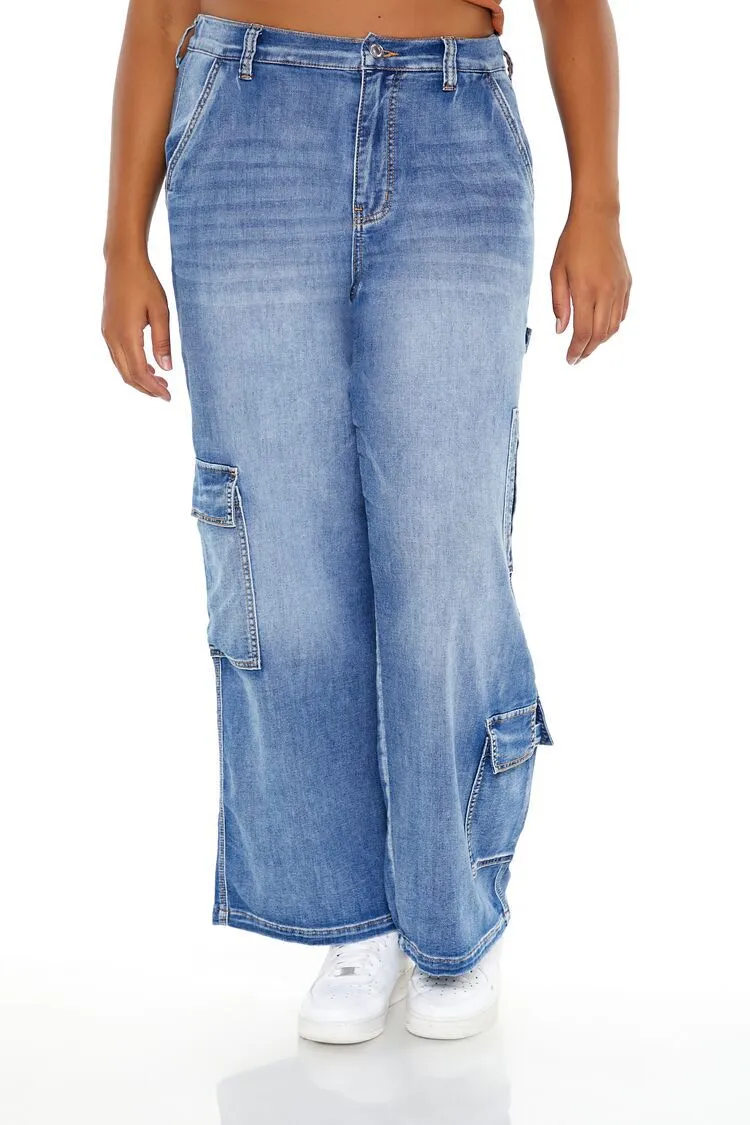 Plus Size Wide-Leg Cargo Jeans