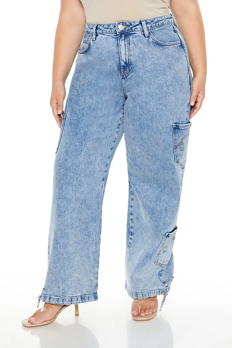 Plus Size Wide-Leg Cargo Jeans