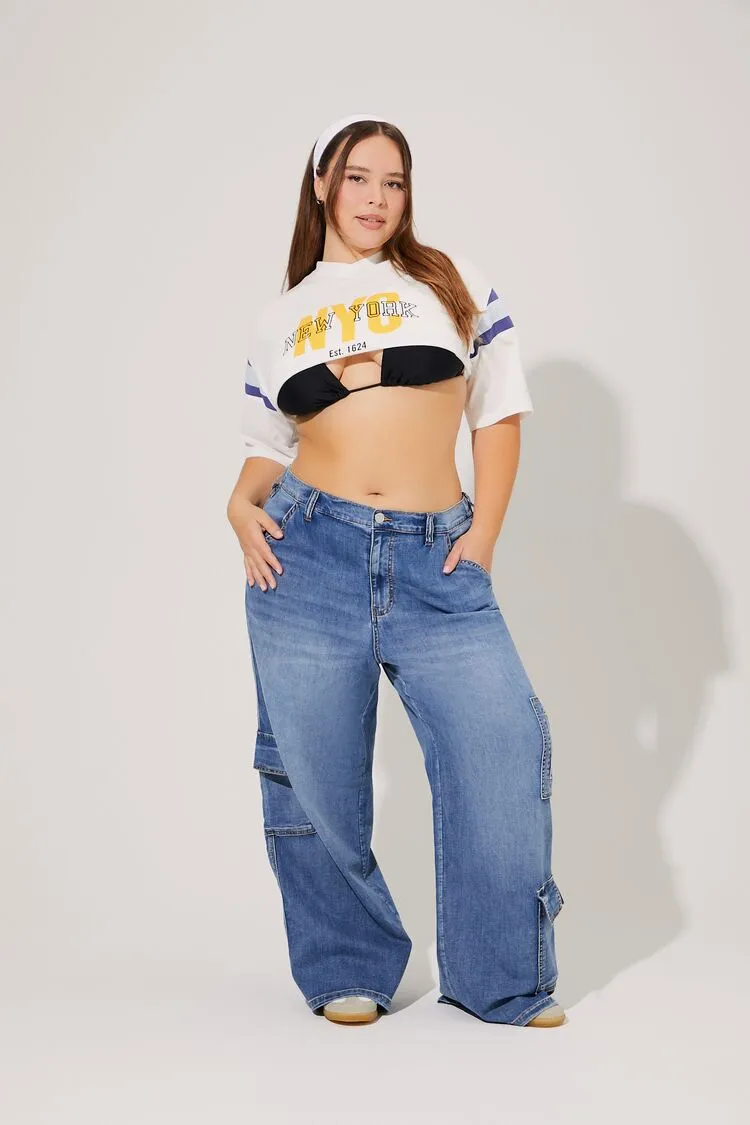 Plus Size Wide-Leg Cargo Jeans