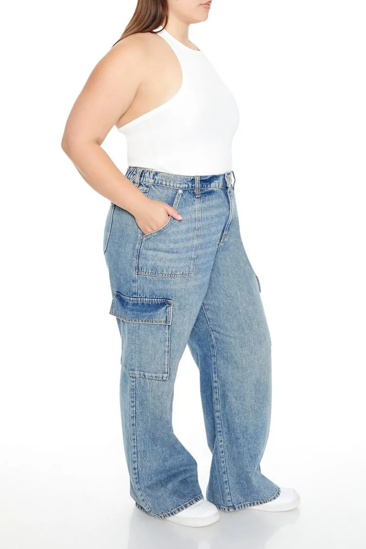 Plus Size Wide-Leg Cargo Jeans