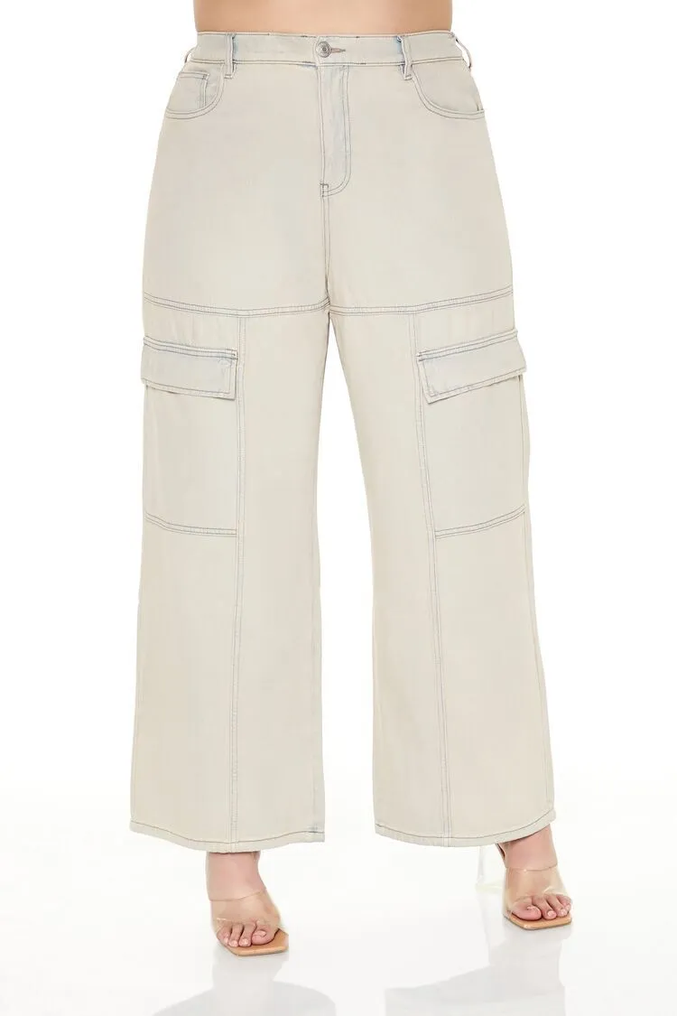 Plus Size Wide-Leg Cargo Jeans