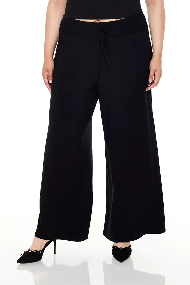 Plus Size Wide-Leg Drawstring Pants