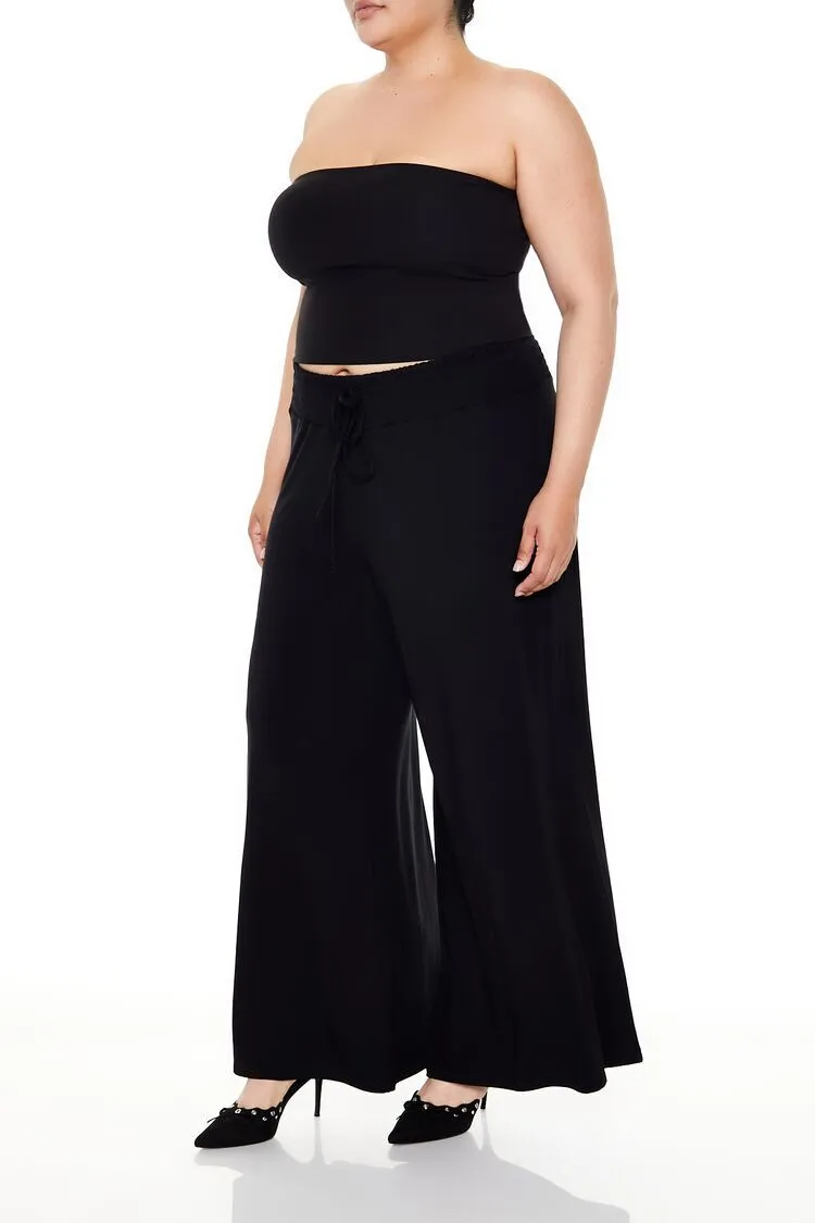 Plus Size Wide-Leg Drawstring Pants