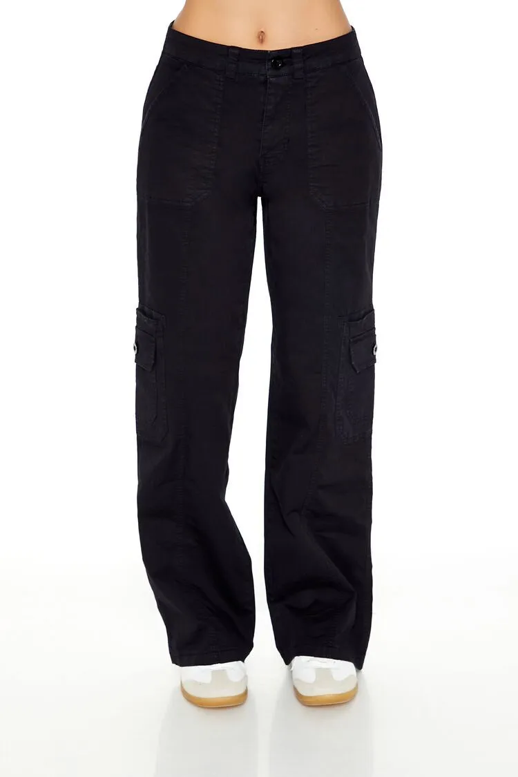 Poplin Straight-Leg Cargo Pants