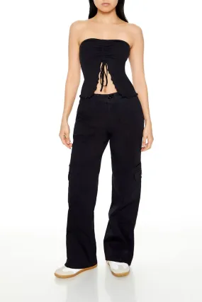 Poplin Straight-Leg Cargo Pants