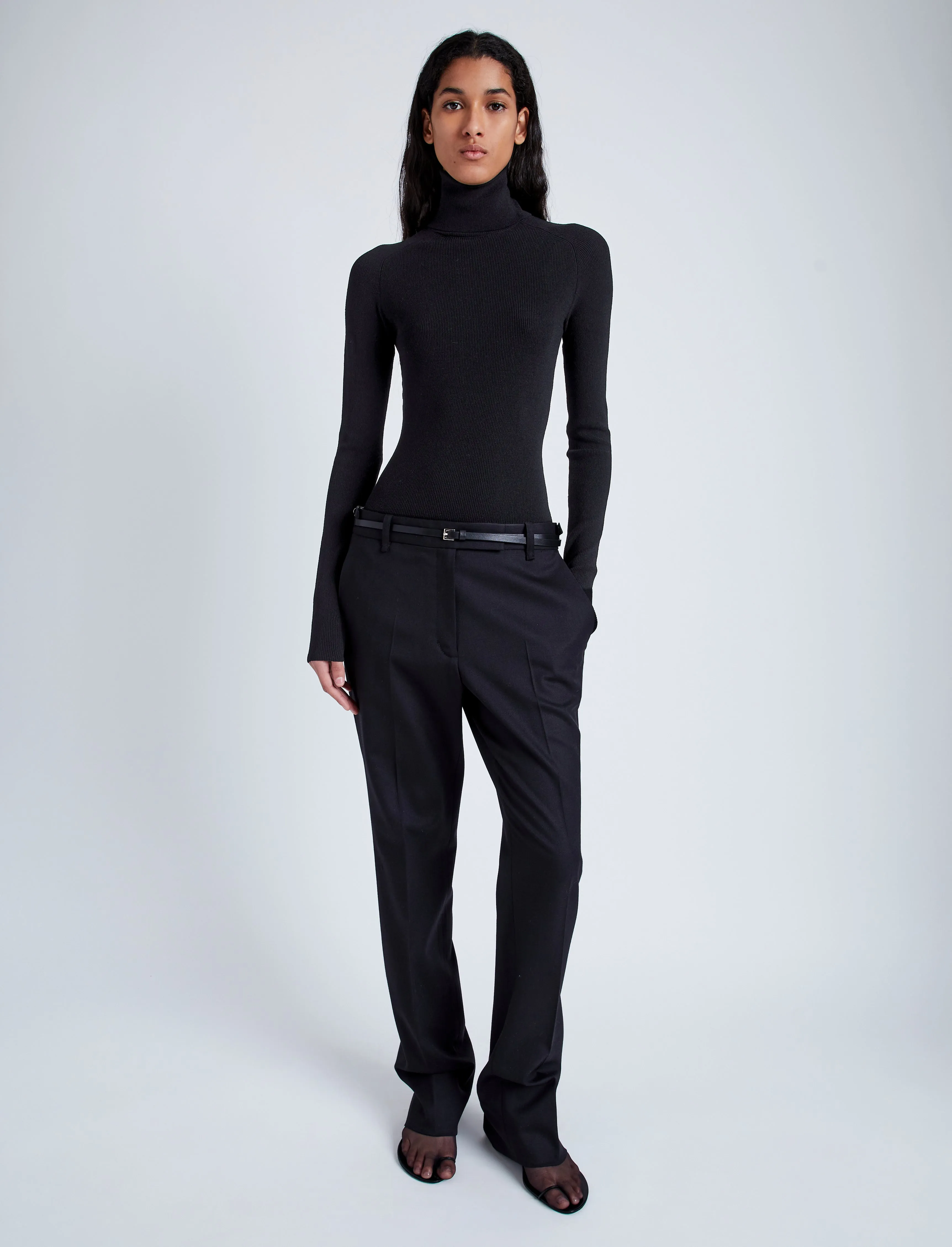 Proenza Schouler Fox Top In Matte Viscose Rib - Black