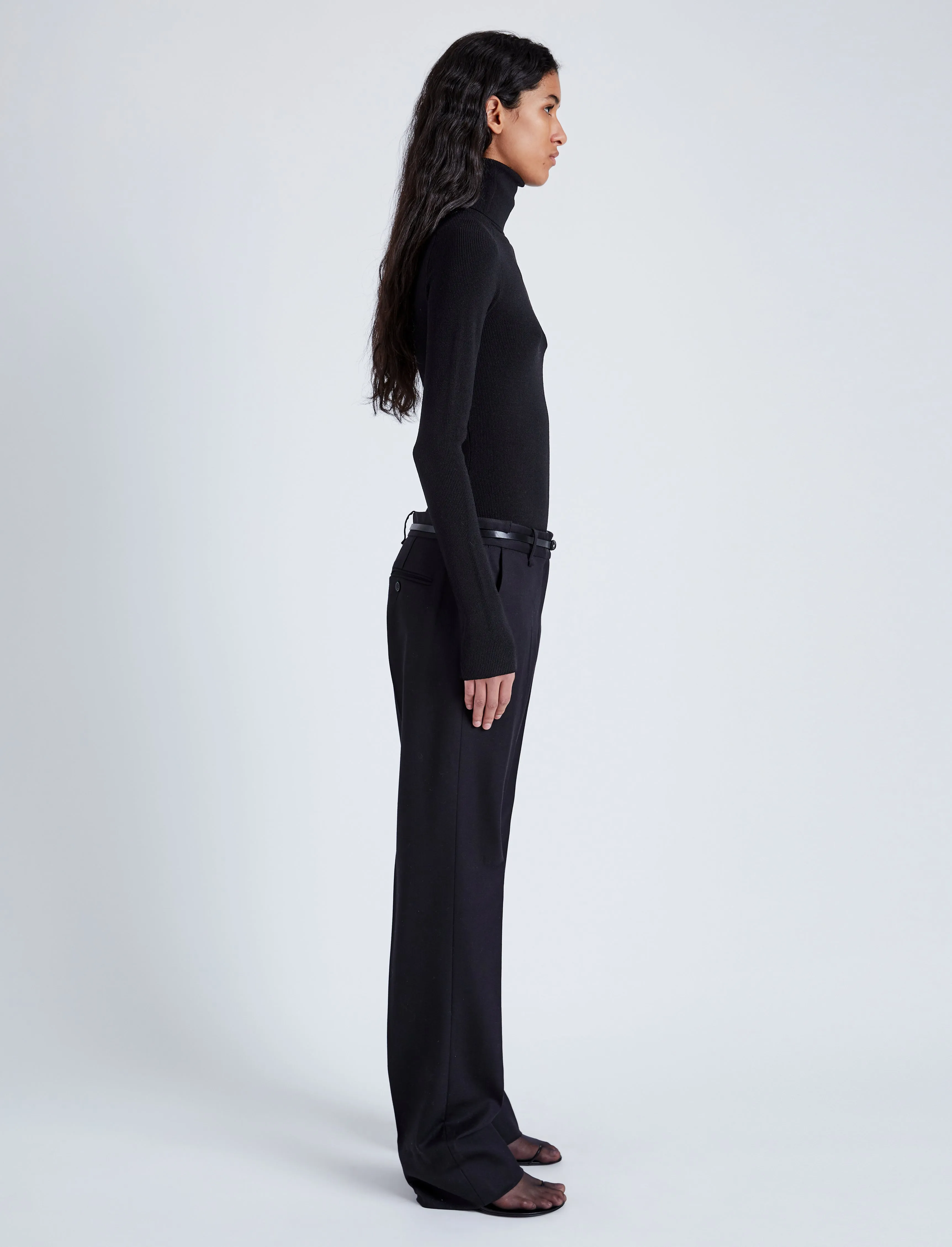Proenza Schouler Fox Top In Matte Viscose Rib - Black