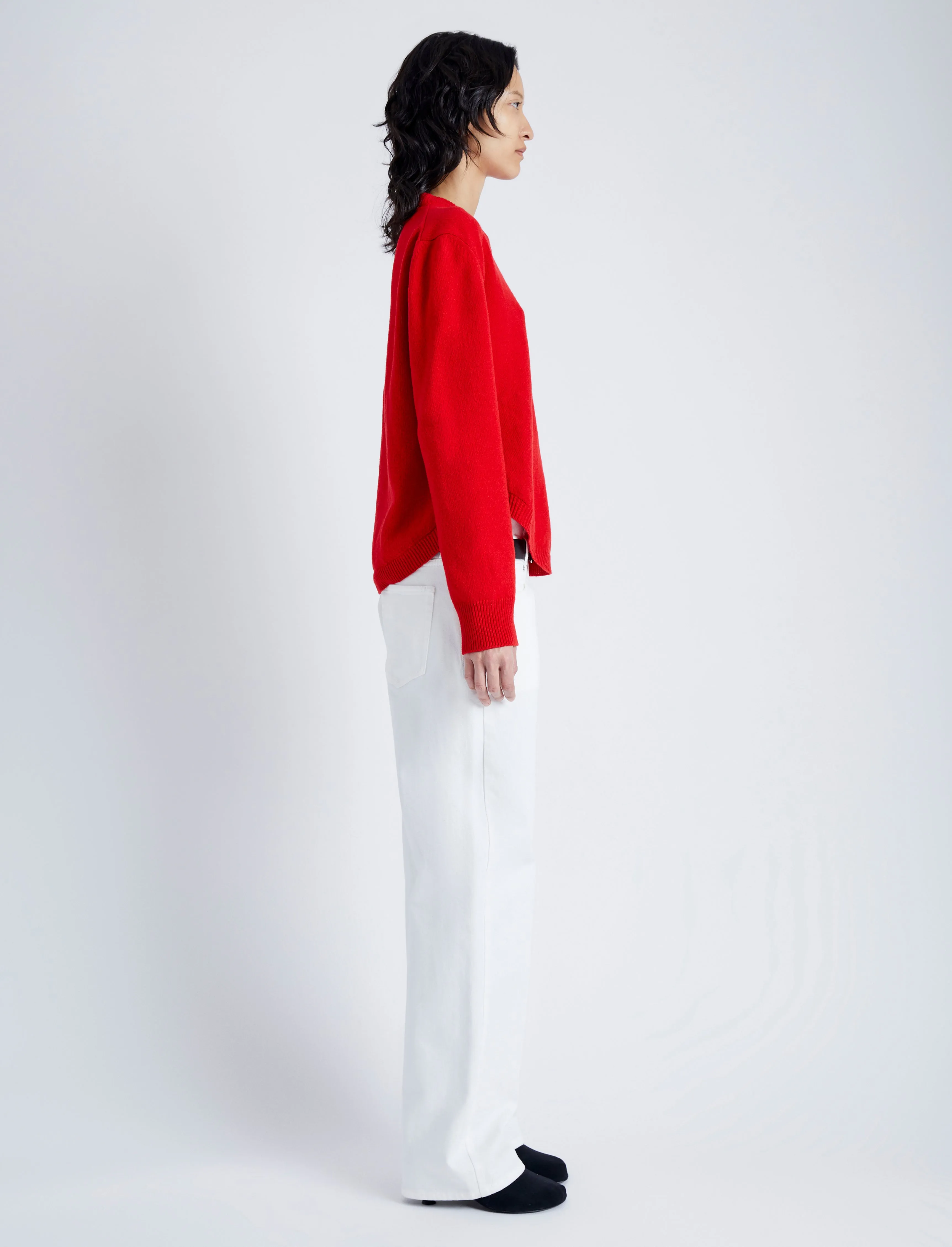 Proenza Schouler Harrison Monogram Sweater in Wool Jacquard - Red