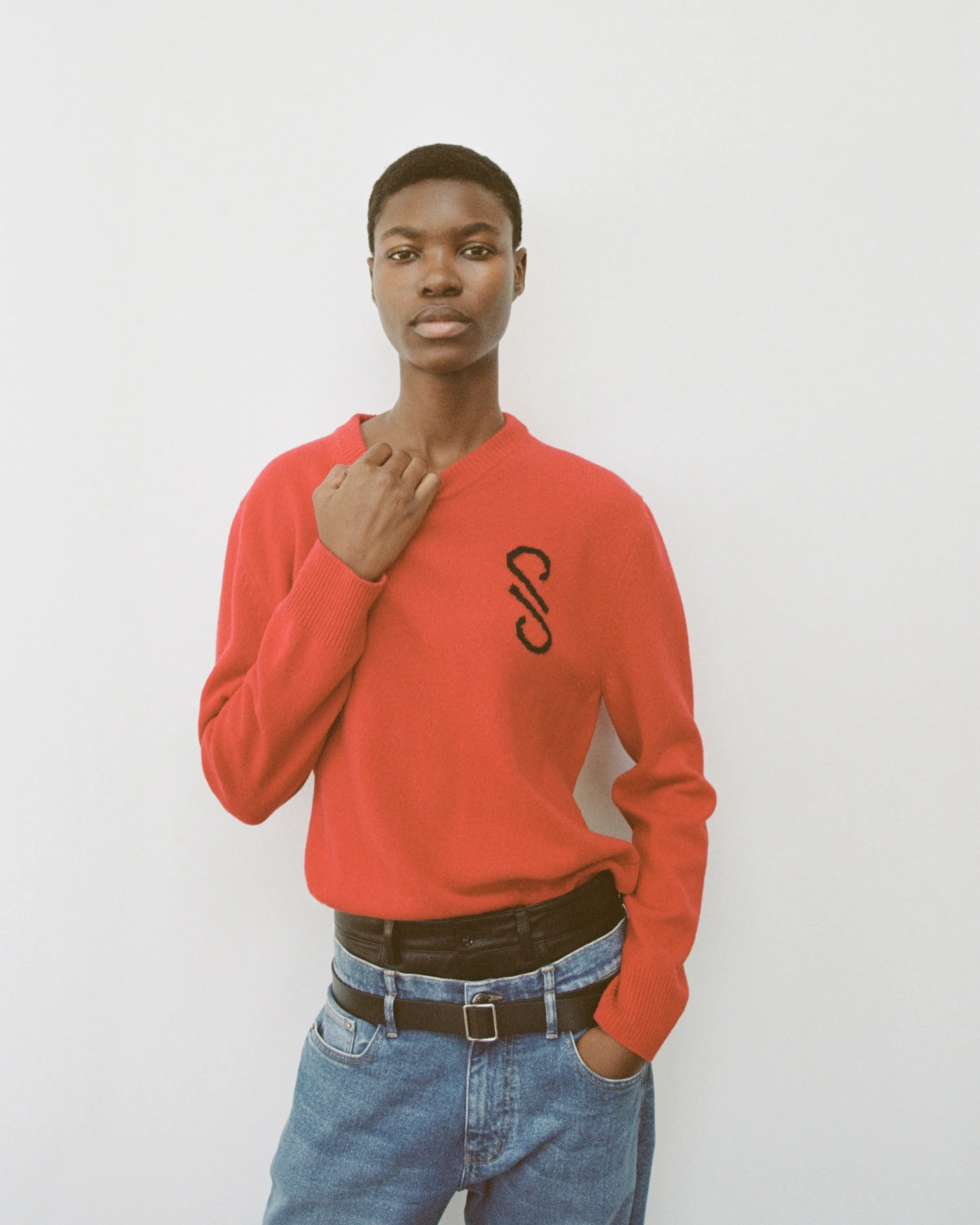 Proenza Schouler Harrison Monogram Sweater in Wool Jacquard - Red
