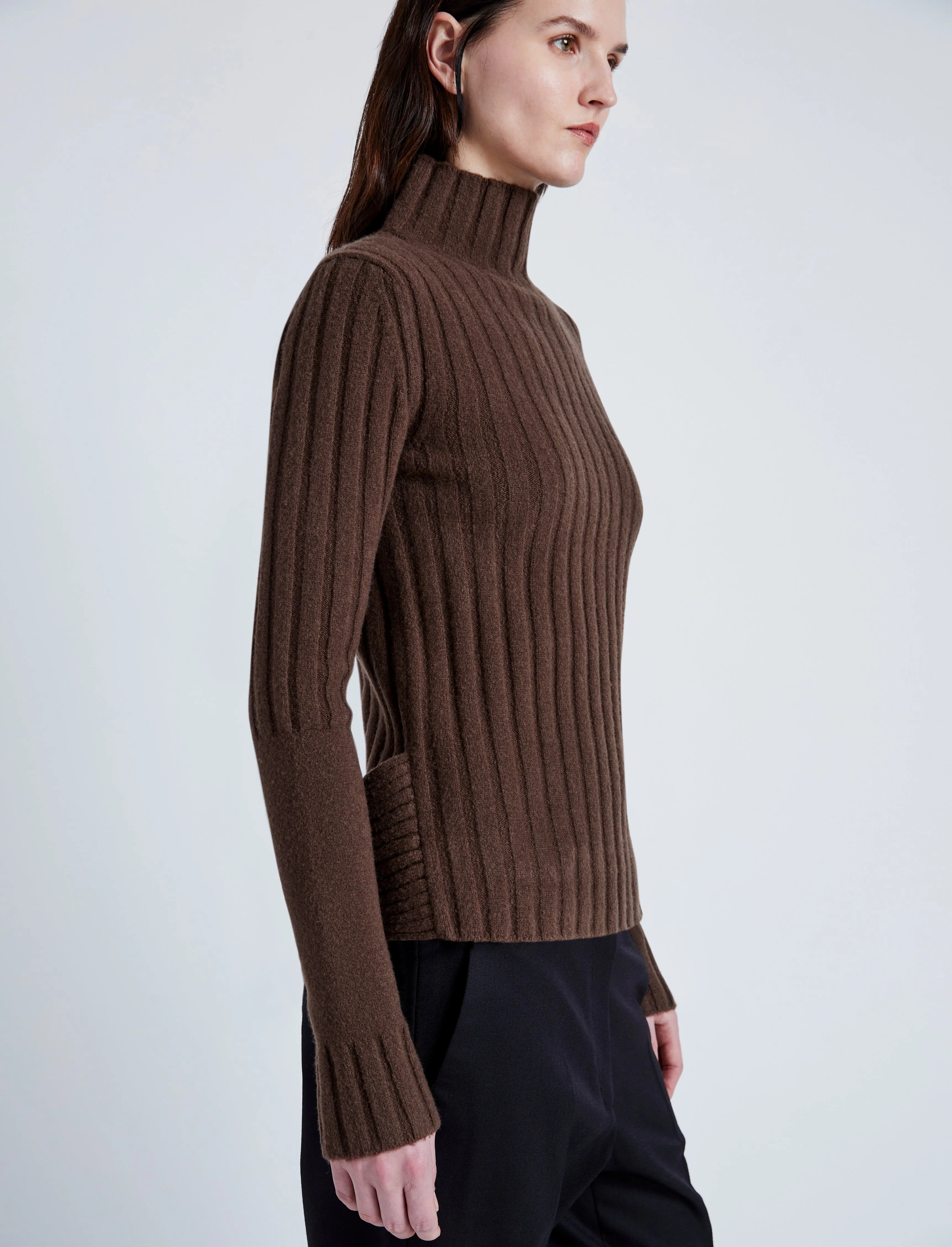 Proenza Schouler Haven Sweater in Midweight Cashmere Rib - Bark