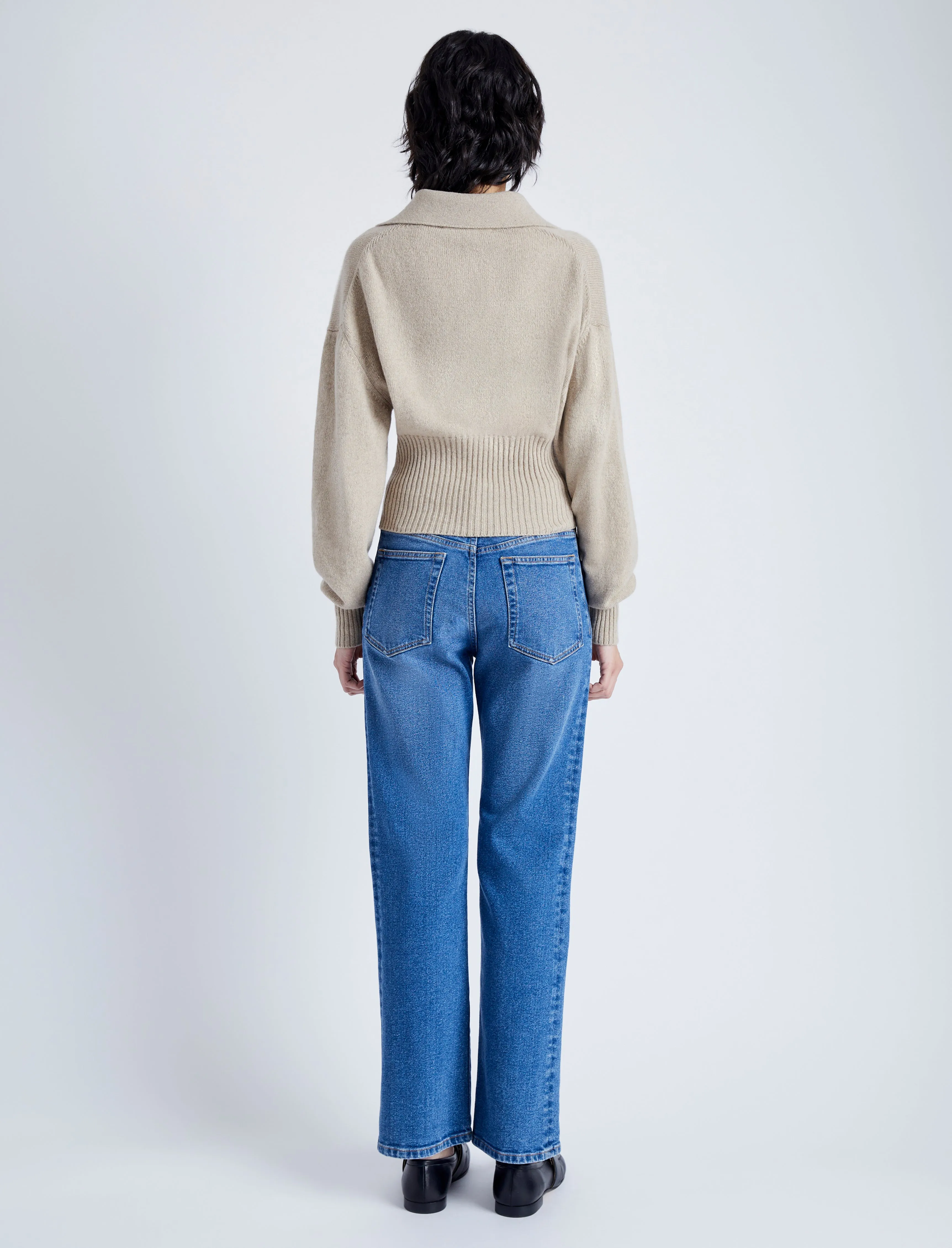 Proenza Schouler Jeanne Polo Sweater in Eco Cashmere - Oatmeal