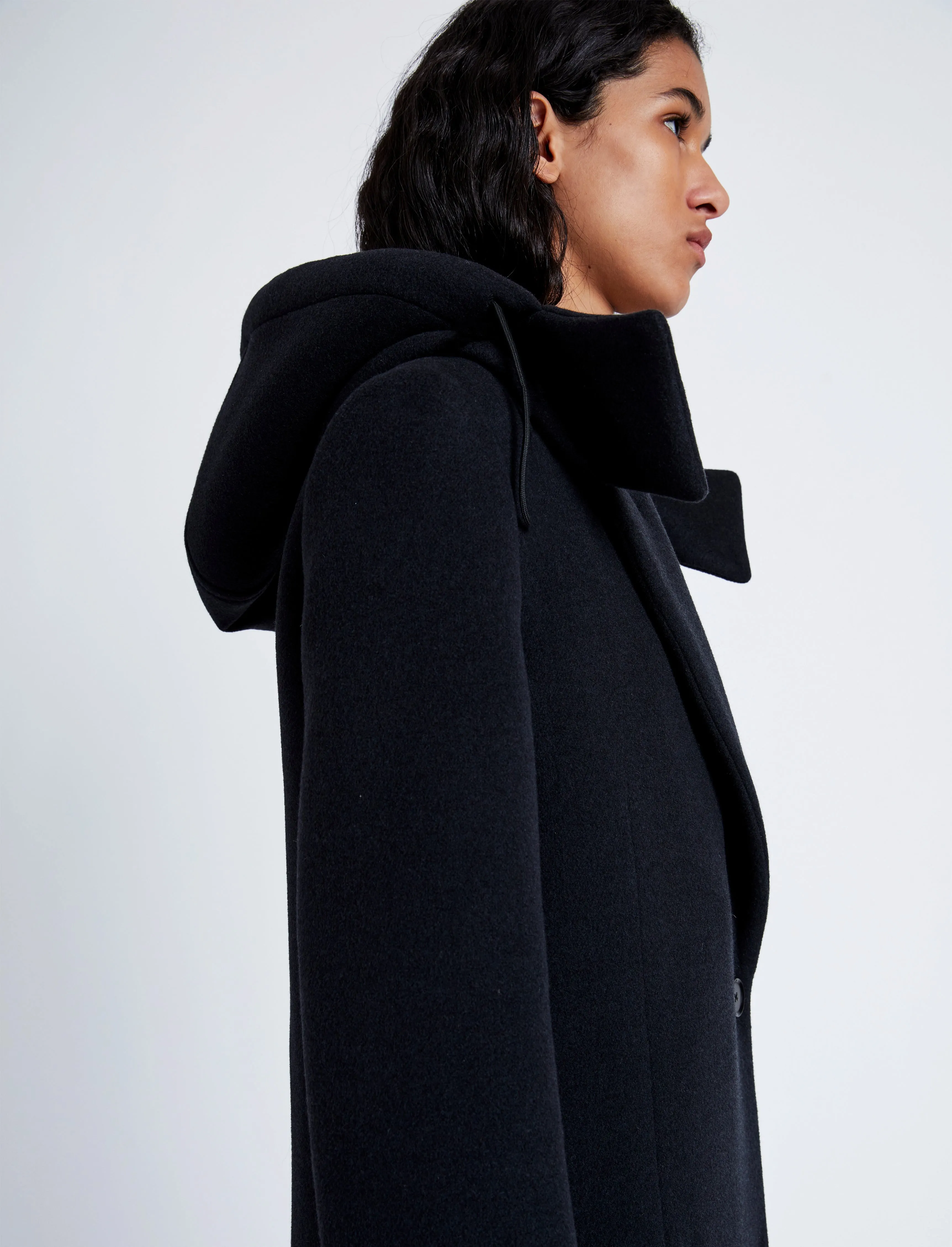Proenza Schouler Reed Coat in Brushed Melange Wool - Charcoal Melange