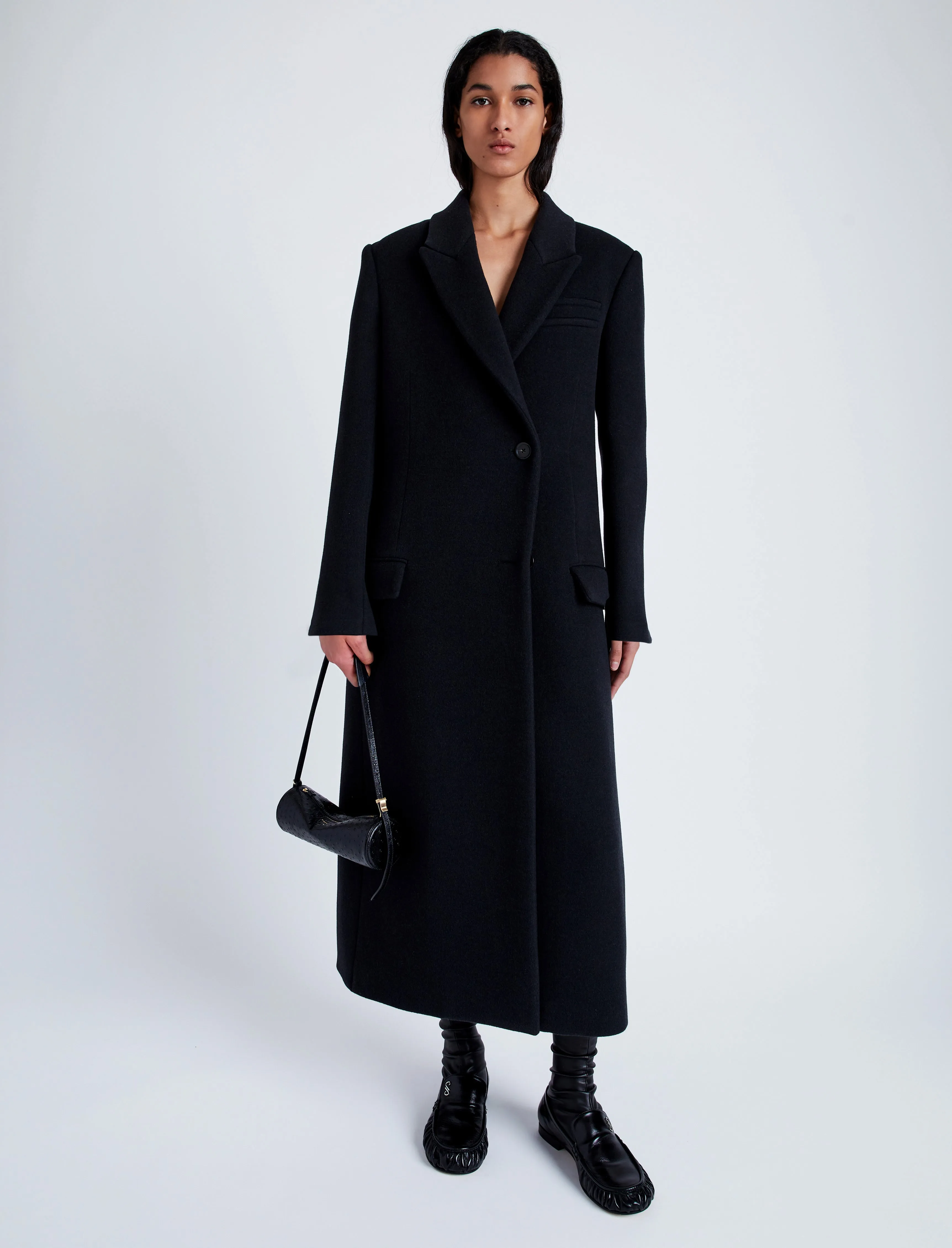 Proenza Schouler Reed Coat in Brushed Melange Wool - Charcoal Melange