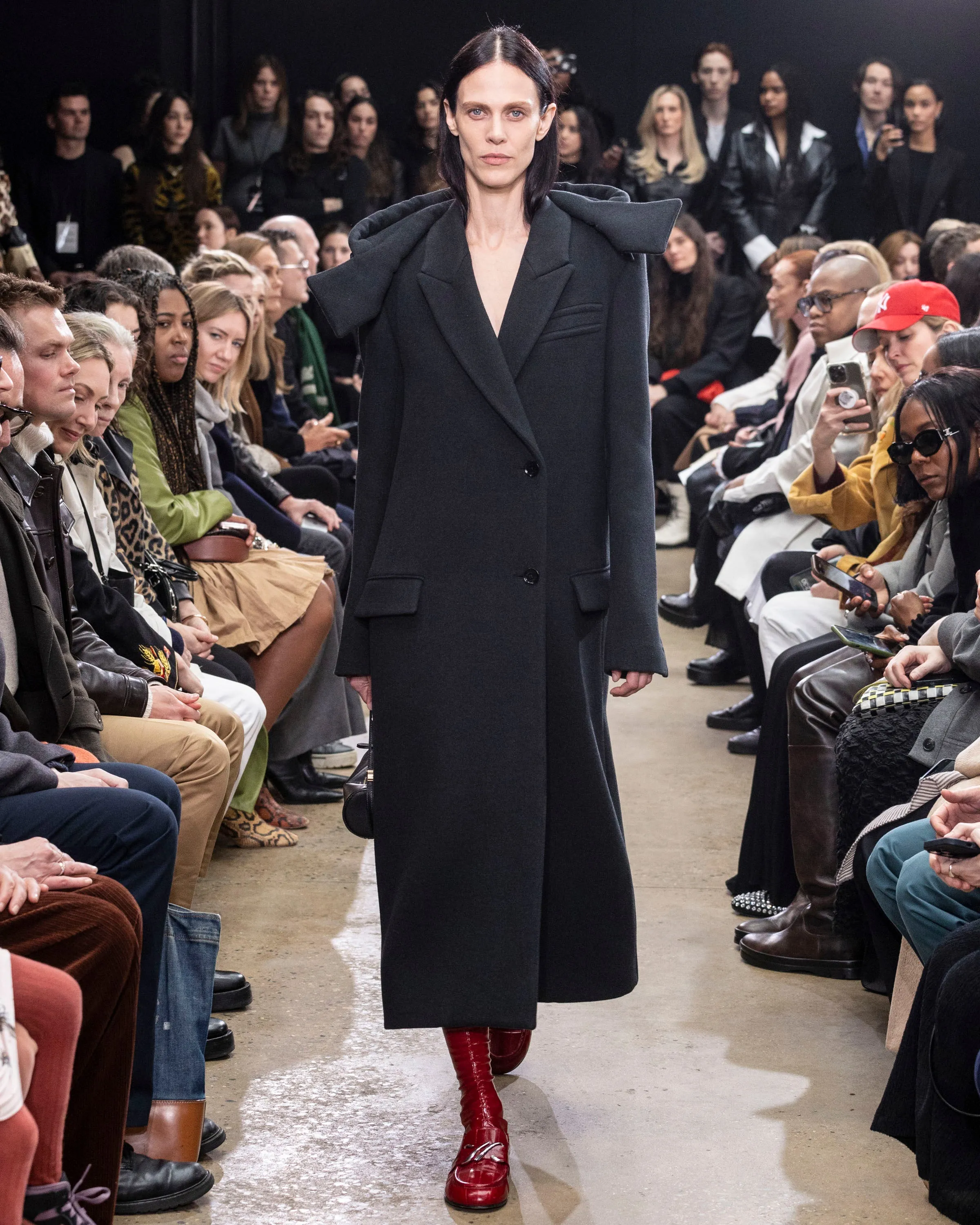 Proenza Schouler Reed Coat in Brushed Melange Wool - Charcoal Melange