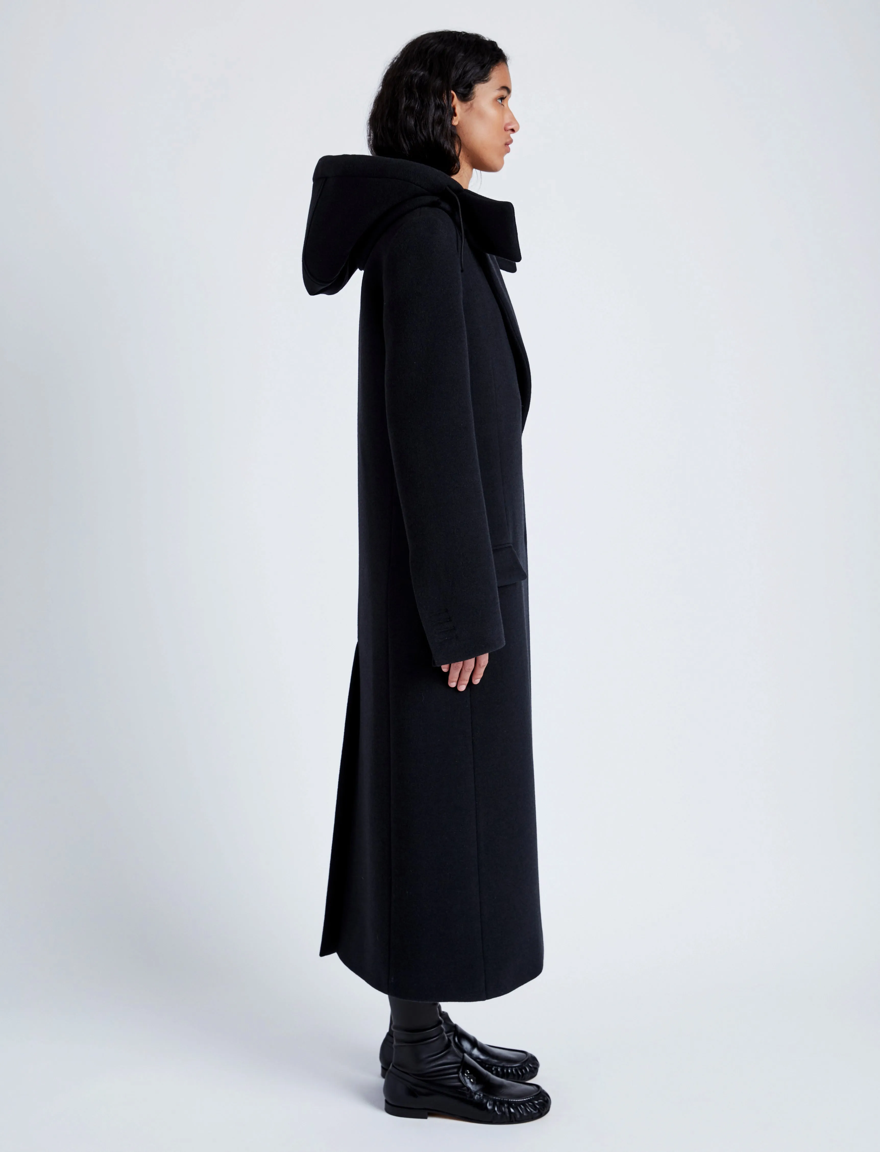 Proenza Schouler Reed Coat in Brushed Melange Wool - Charcoal Melange