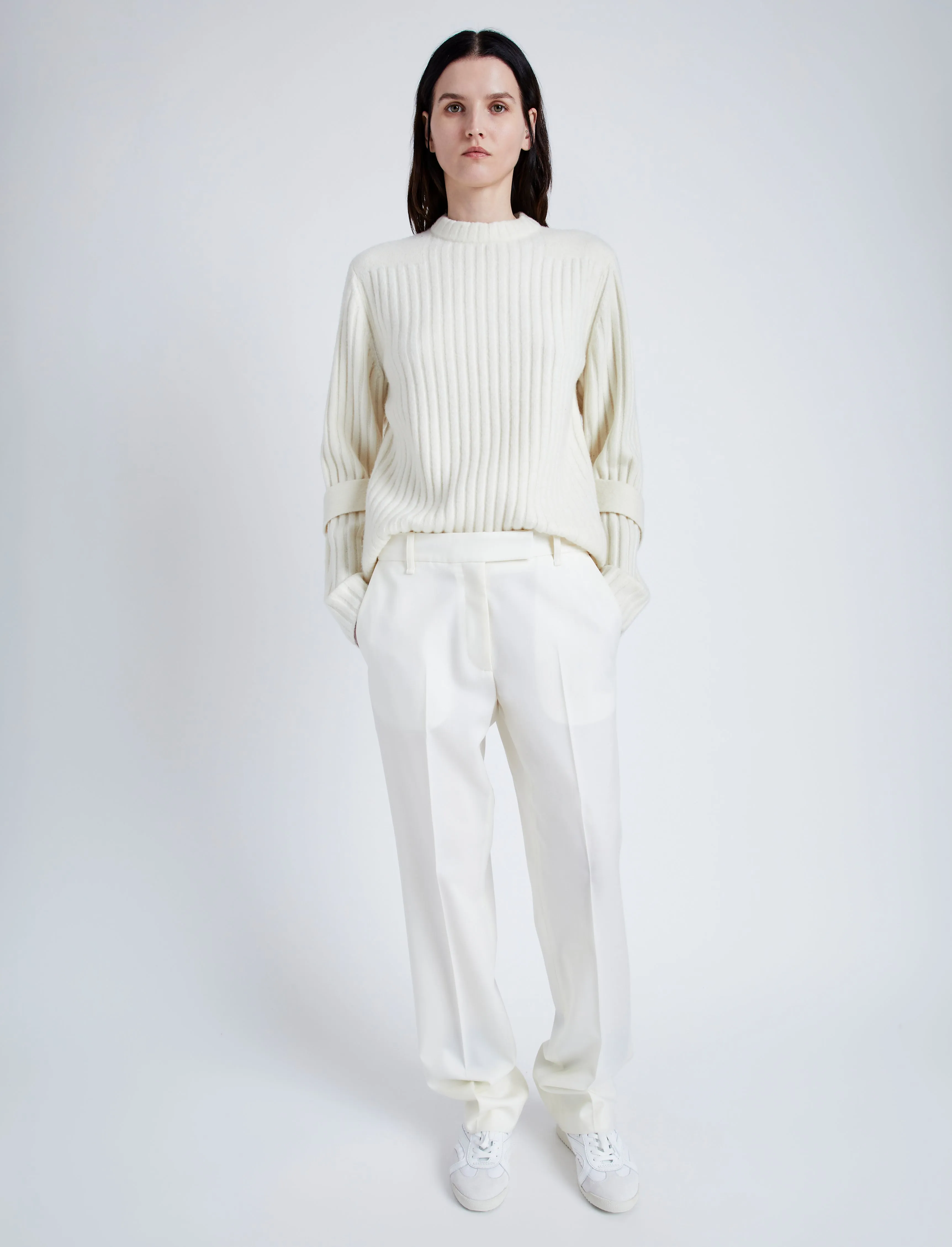 Proenza Schouler Verona Sweater in Midweight Cashmere Rib - Bone