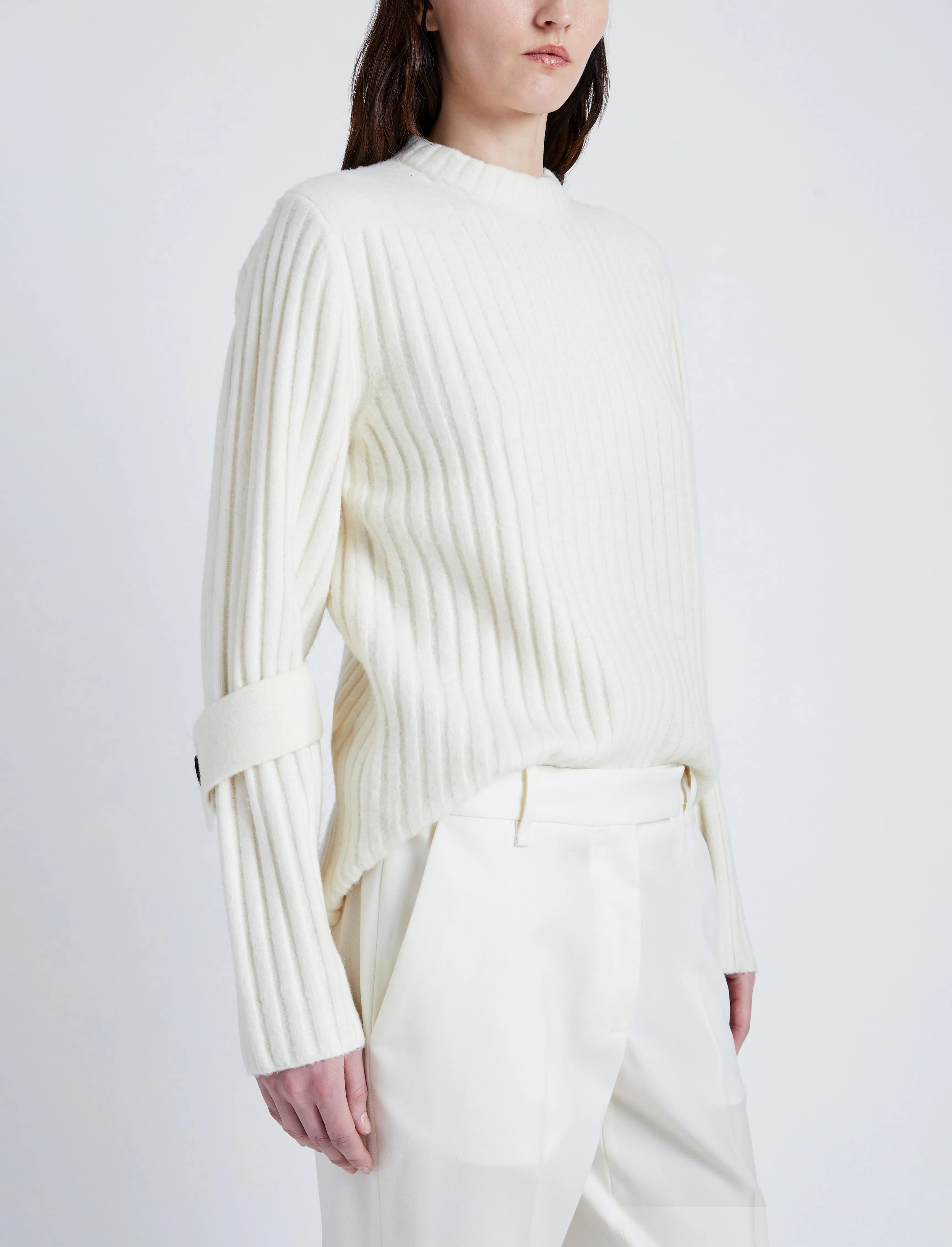Proenza Schouler Verona Sweater in Midweight Cashmere Rib - Bone