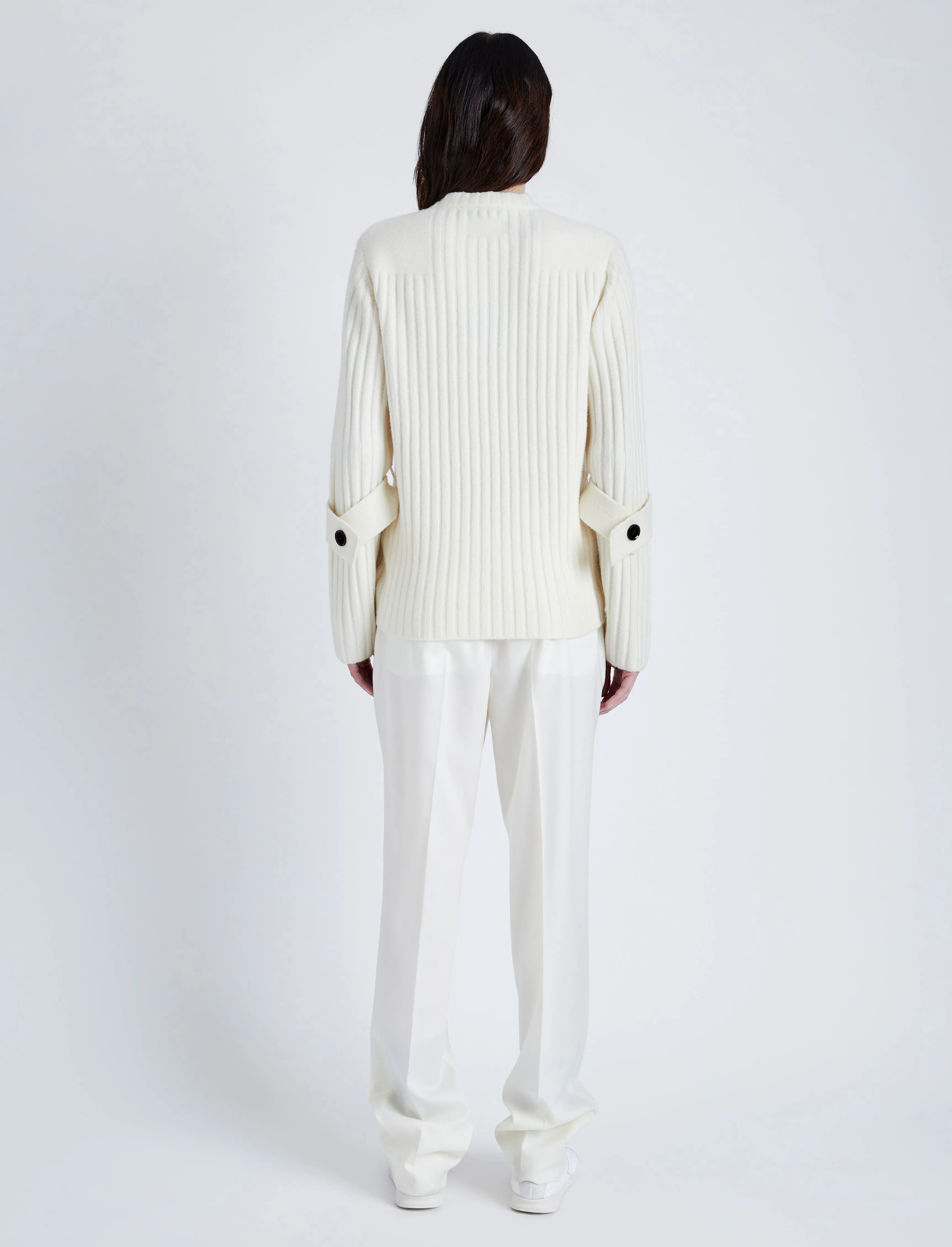 Proenza Schouler Verona Sweater in Midweight Cashmere Rib - Bone