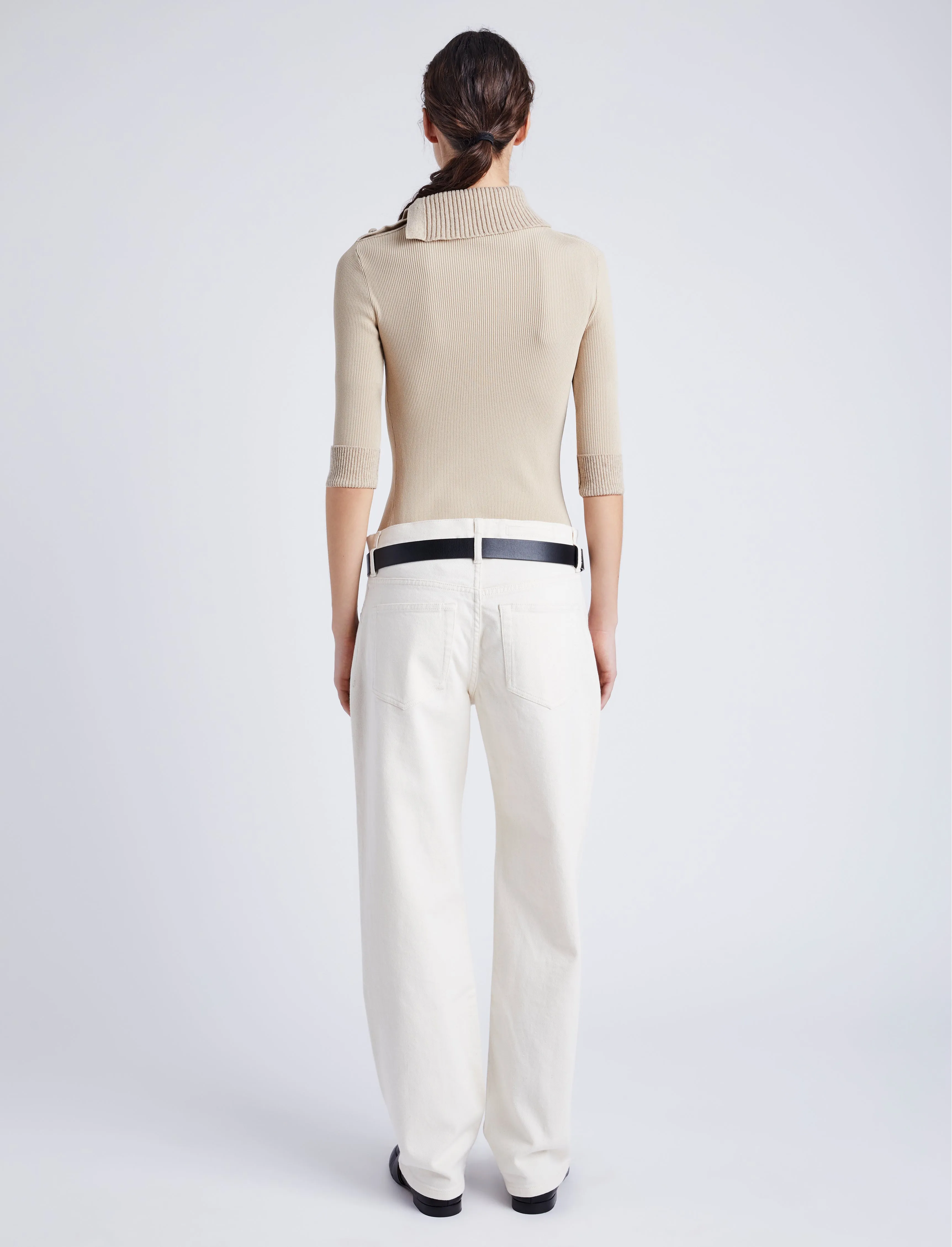 Proenza Schouler White Label Daxton Sweater in Viscose Rib - Khaki