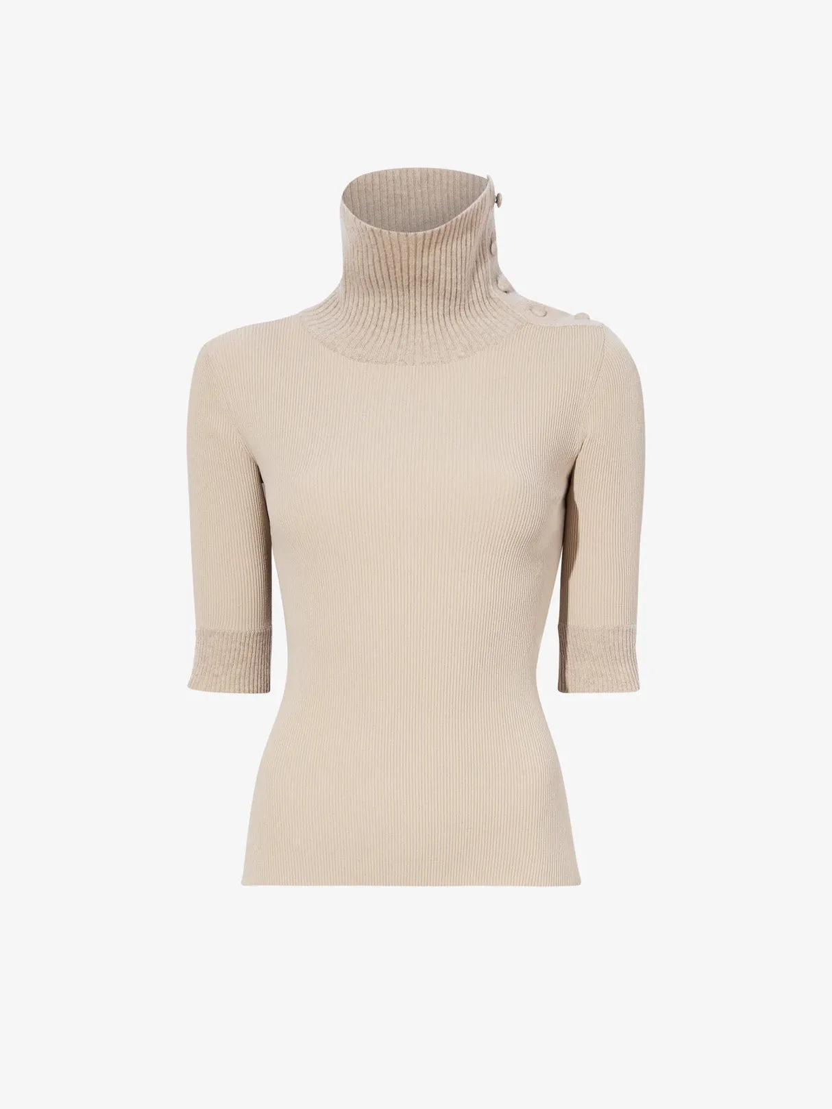 Proenza Schouler White Label Daxton Sweater in Viscose Rib - Khaki